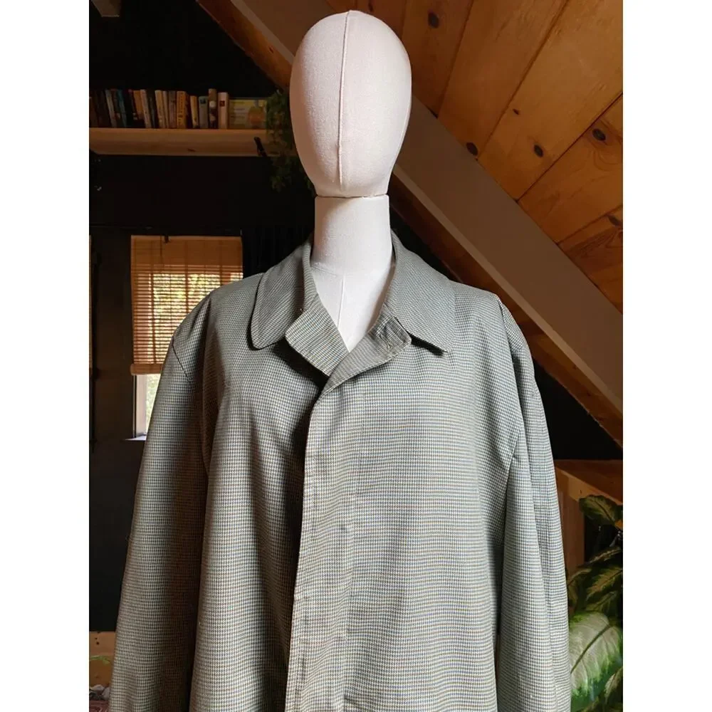 Rain Coat Trench Green Plaid Vintage